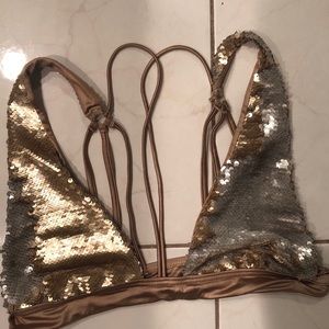 Beach Bunny gold sequins bikini